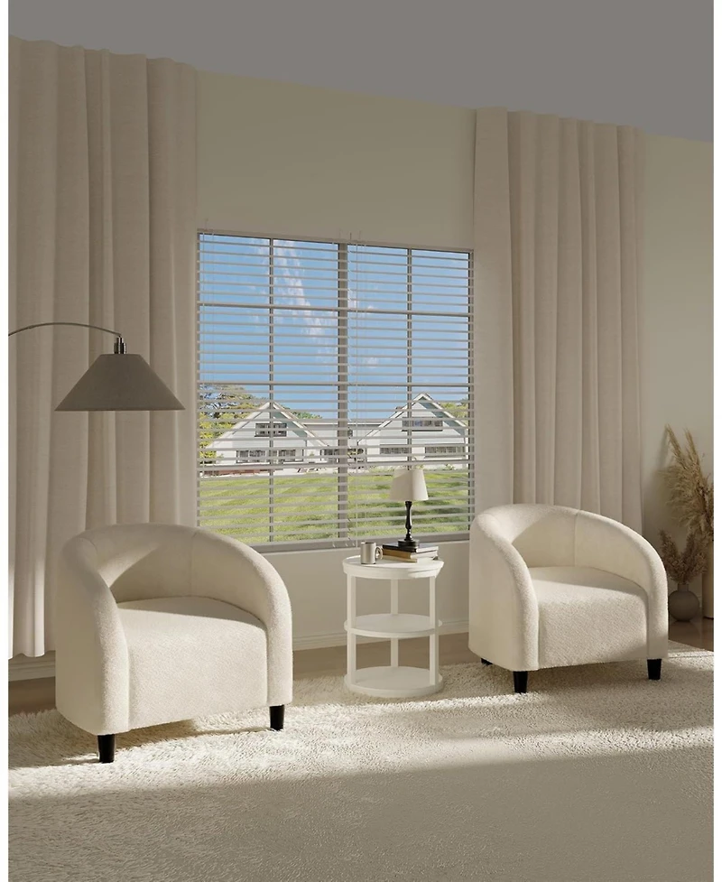 gaomon Accent Chair Set of 2 Living Room Chairs Boucle Barrel Chairs Round Armchairs for Bedroom Waiting Room Office Reception Chairs.