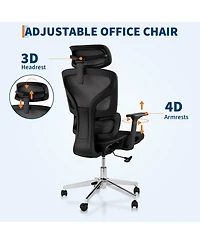 gaomon Ergonomic Mesh Office Chair with High Back Support,3D Adjustable Armrests and Smooth Wheels,Breathable Desk Computer Chair for Work,Study