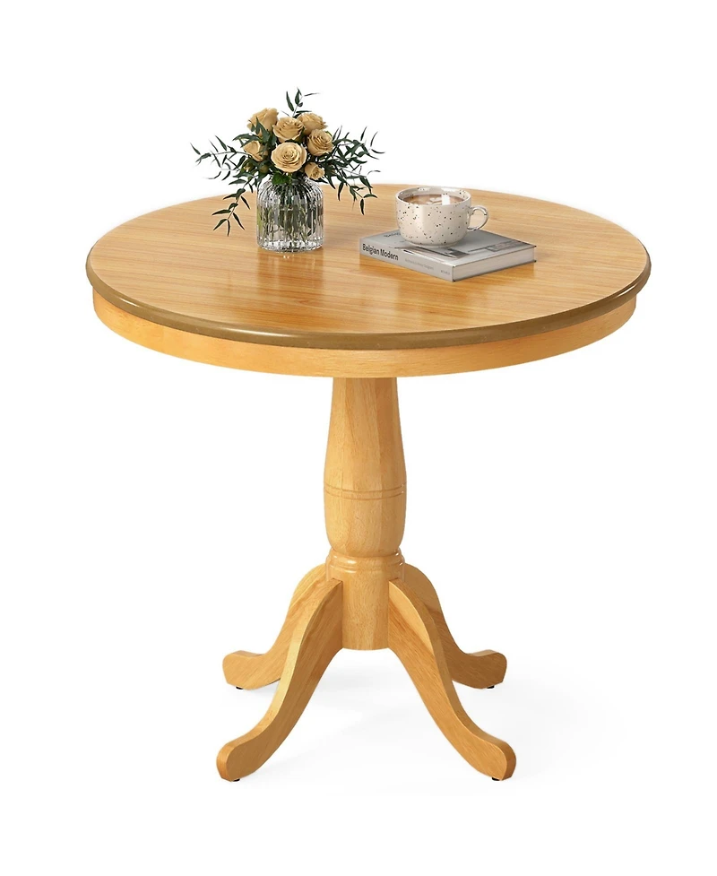 Slickblue Round Wooden Pedestal Side Table, Pub Style Accent Table for Living Room