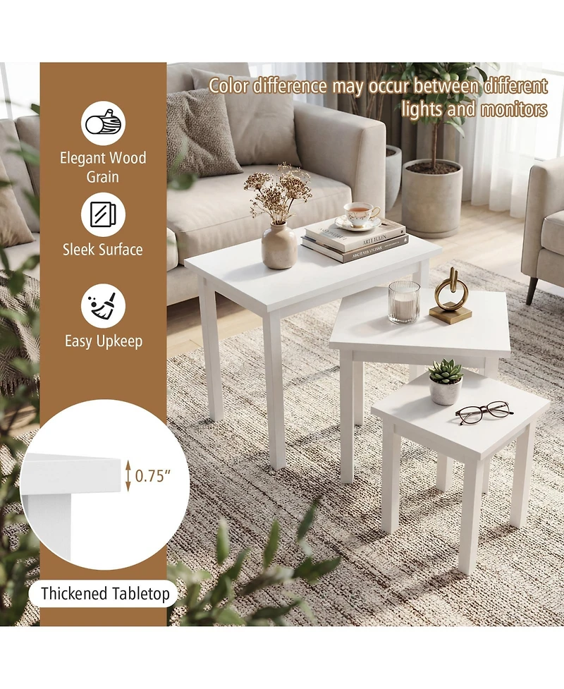 Slickblue Farmhouse Rectangle Side Table Set of 3, Rustic End Tables for Living Room