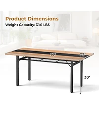 Slickblue 6 Foot Dining Table with Heavy Duty Metal Frame Seats 6-8