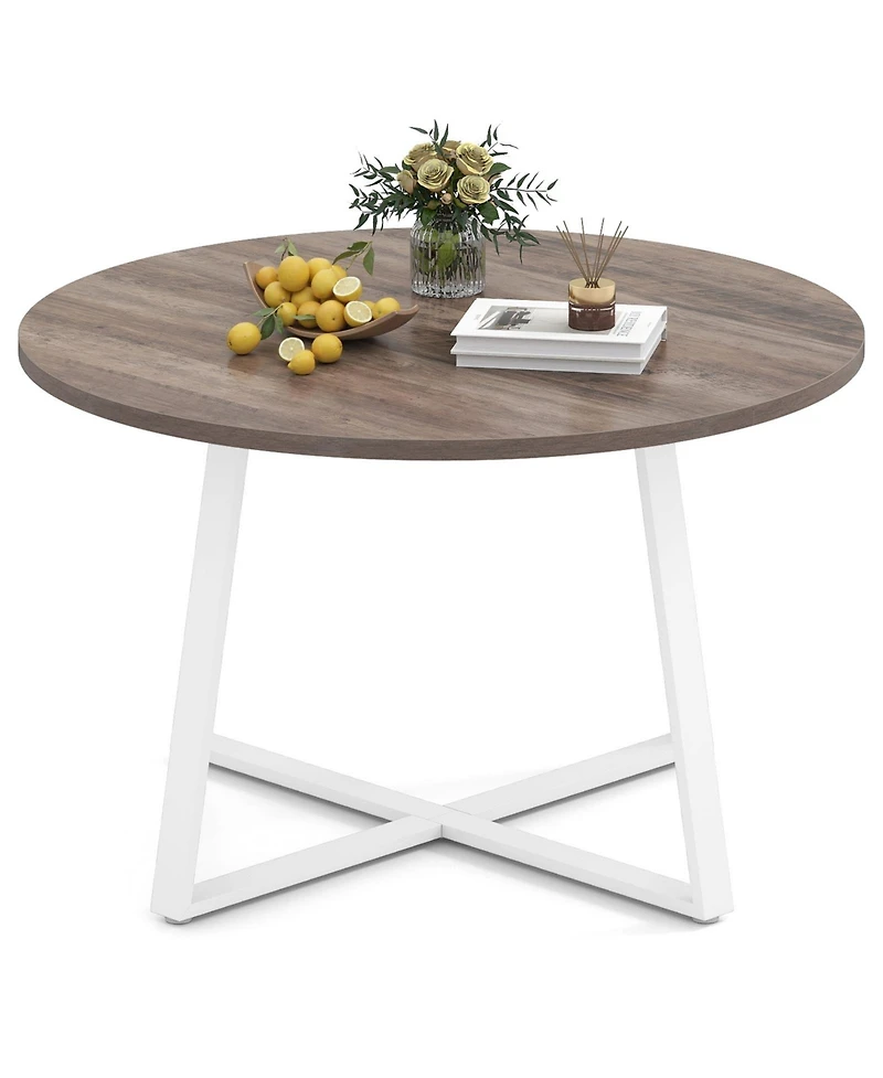 Slickblue 47 Inches Round Dining Table with X Shaped Base Thick Top