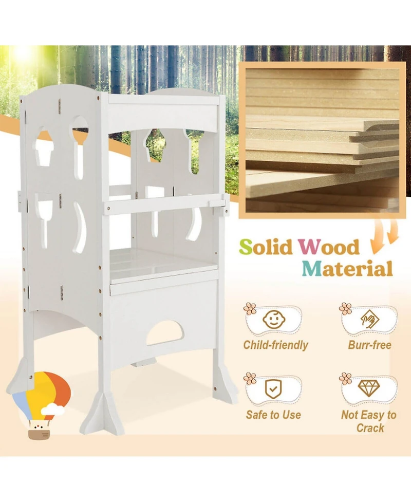 Gouun Kids Folding Kitchen Step Stool 3-10 with Safety Rails