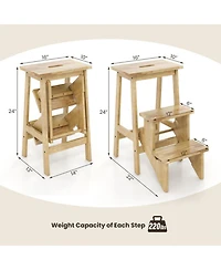 Gouun Kids 3-in-1 Rubber Wood Step Stool and Ladder with Center Handle