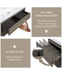 Sillysis Wall Mounted Bathroom Vanity with Resin Sink, Soft Close Drawers, Modern Storage Cabinet, Easy Installation