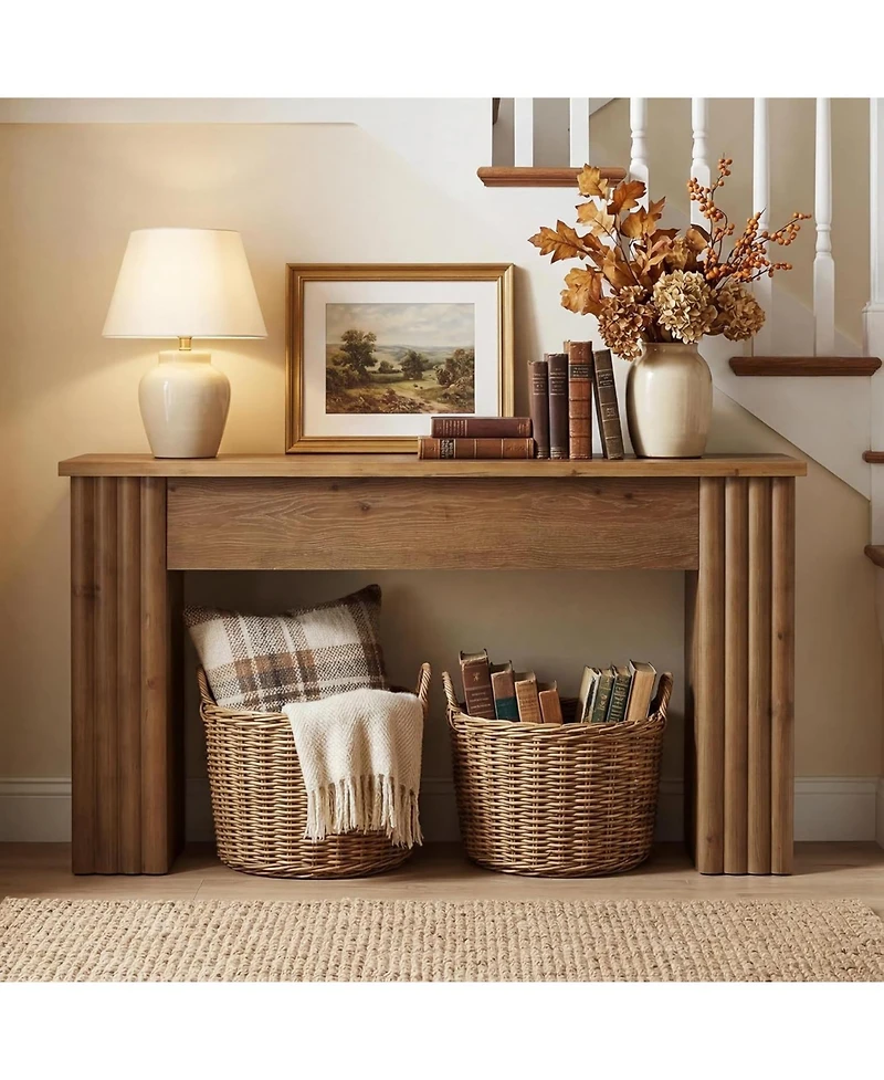 Tribesigns 63 Inches Solid Wood Console Table, Farmhouse Long Sofa Table