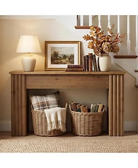 Tribesigns 63 Inches Solid Wood Console Table, Farmhouse Long Sofa Table