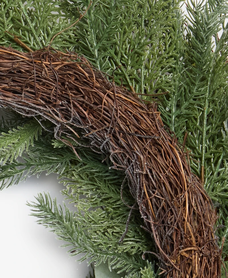 Holiday Lane Heritage Flocking Wreath with Pine Cones and Berries, Macy's Exclusive