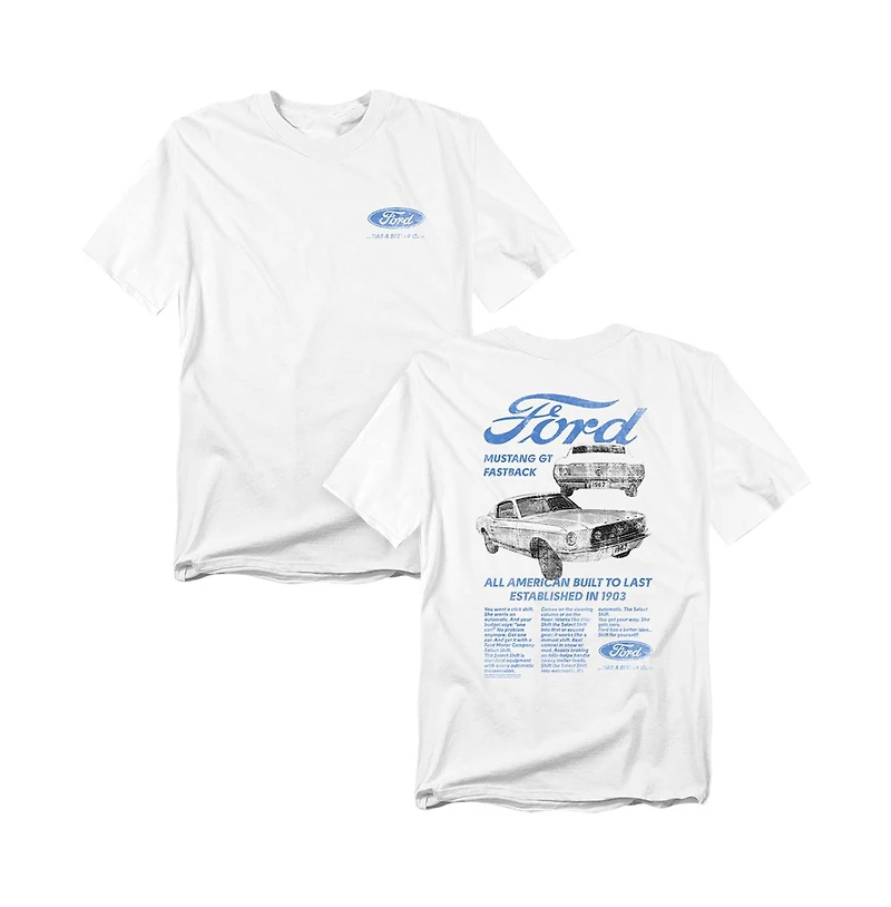 Mustang Men's Ford Gt Fastback Advert Front Back T-Shirt