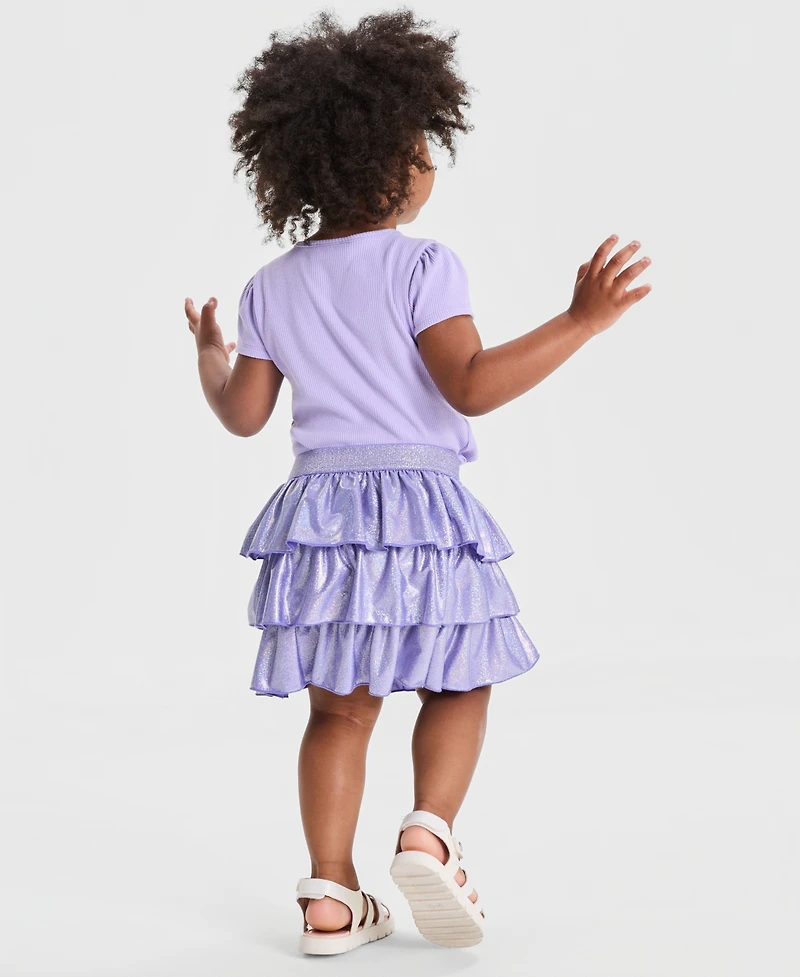 Epic Threads Toddler Girls' 12M-5T Star T-Shirt and Sparkle Tiered Skort, 2-Piece Set, Macy's Exclusive