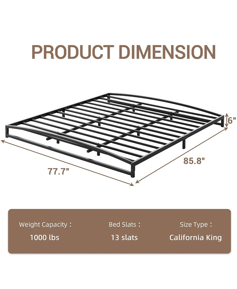 homfan Metal Platform Bed Frame with Arch Headboard and Footboard, Low Profile Steel Slat Support