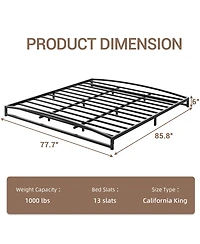homfan Metal Platform Bed Frame with Arch Headboard and Footboard, Low Profile Steel Slat Support