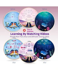 Gnuadz 3-pack Embroidery Kit Adults Animal Stitched Designs Videos Guide