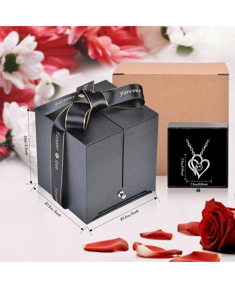 Gnuadz Preserved Rose Necklace Music Box Gift