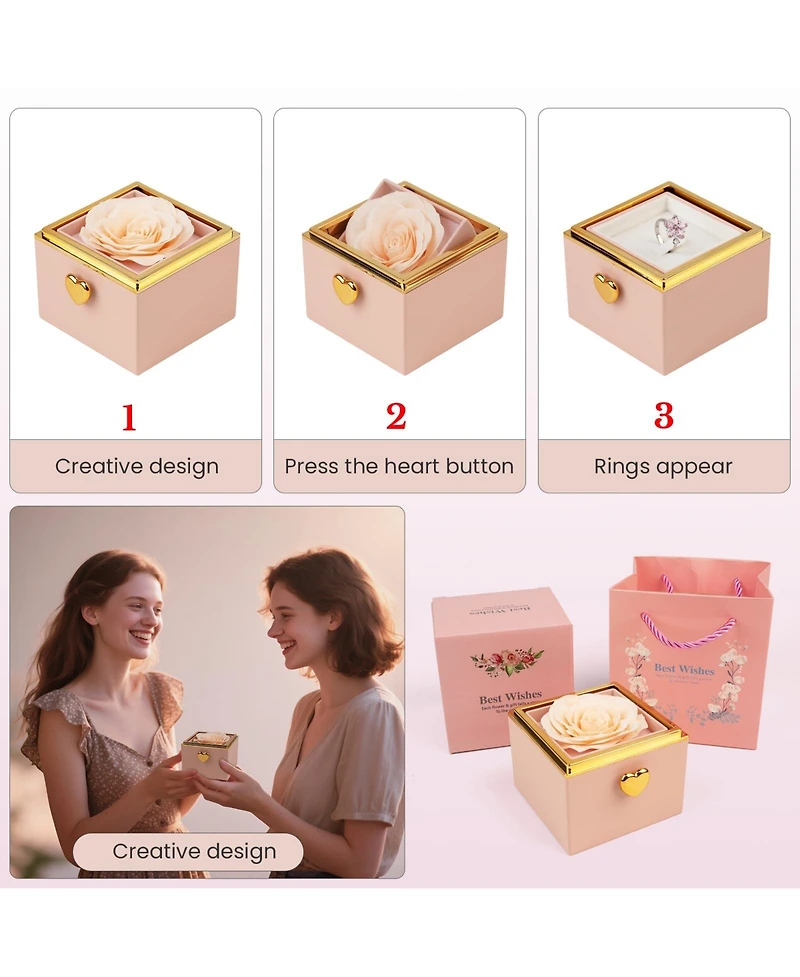 Gnuadz Preserved Rose Heart Necklace Gift Box