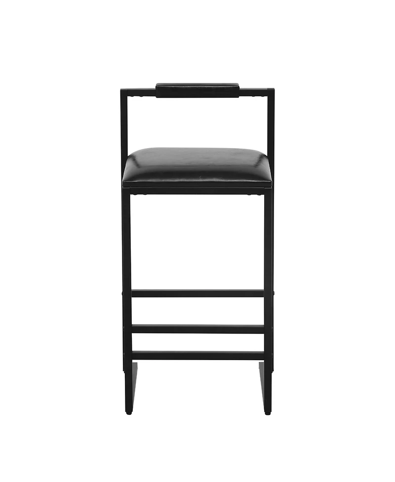 flynama Bar Stool with Backrest Set of 2 Counter Height Pu Leather Upholstered Bar Chairs with Footrest