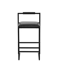 flynama Bar Stool with Backrest Set of 2 Counter Height Pu Leather Upholstered Bar Chairs with Footrest