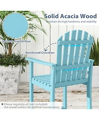 Gouun Tall Acacia Wood Adirondack Patio Chair with Built-in Footrest