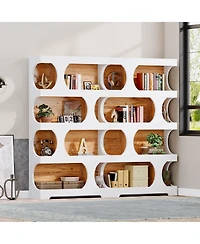 Tribesigns 71" Tall Bookcase Set of 2, 4-Tier S-Shaped Bookshelf, L Library Bookshelf Unit for Home Office Living Room Bedroom