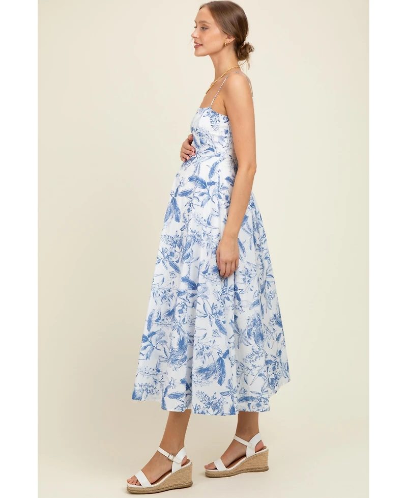 Pinkblush Maternity Light Pink Linen A-Line Flared Midi Dress