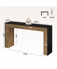 Tribesigns 63" Bar Table, Modern Industrial Counter Height Dining Table with Stable Base, Wood Minimalist Narrow Home Bar Unit