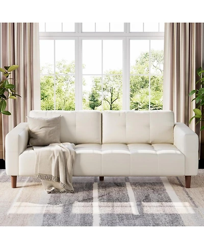 gaomon 3-Seater Sofa Couch, 83 Wide Faux Leather Couch with Spring Cushion, Modern Deep Seats and 2 Removable Back Cushions