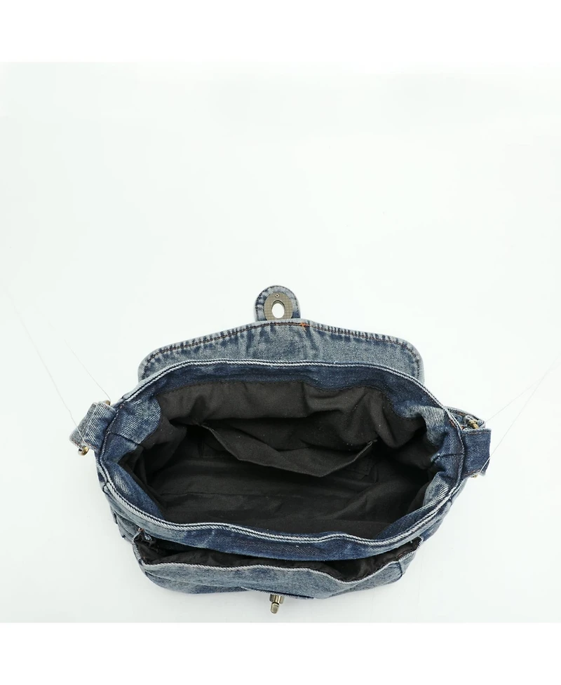 Luma Denim Flap Shoulder Bag Crossbody Purse Casual Blue Jean Handbag Adjustable Strap Everyday Small Messenger Bag