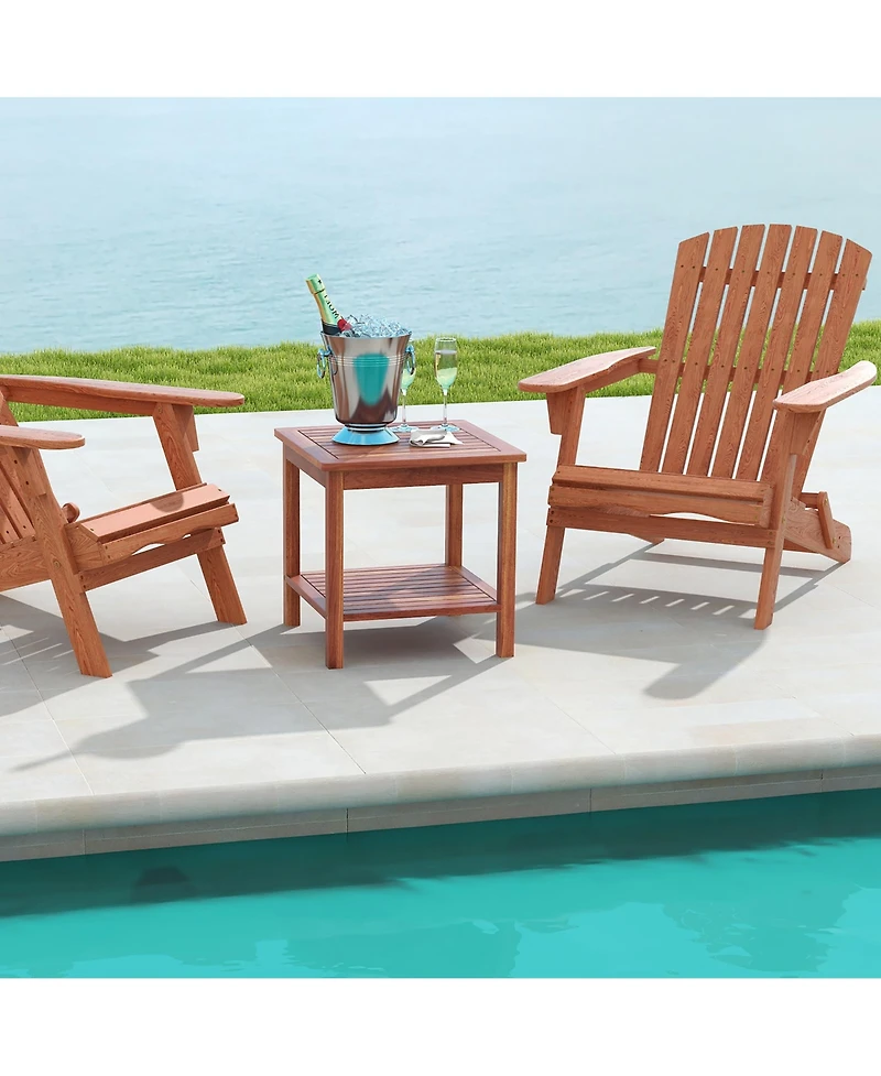 Gymax 2 Pieces Adirondack Outdoor Side Table Patio 2-Tier Square End Table Sturdy Coffee Table