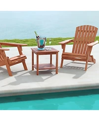 Gymax 2 Pieces Adirondack Outdoor Side Table Patio 2-Tier Square End Table Sturdy Coffee Table