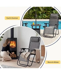 Yiortwo Set of 2 Zero Gravity Lounge Chairs Reclining Patio Chairs with Cup Holder