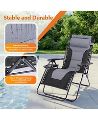 Yiortwo Zero Gravity Recliner Chair Folding Outdoor Lounge with Cushion