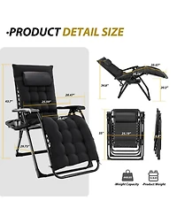 Yiortwo Zero Gravity Recliner Chair Folding Patio Lounge with Cushion Cup Holder