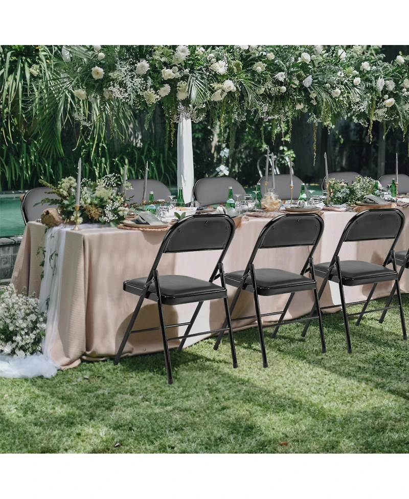 Yiortwo Leather Padded Folding Chair, Portable Indoor Outdoor Seating