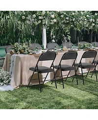 Yiortwo Leather Padded Folding Chair, Portable Indoor Outdoor Seating