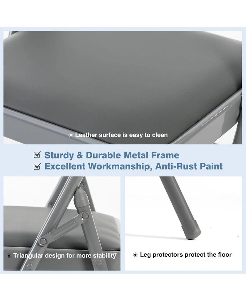 Yiortwo Leather Padded Folding Chair, Portable Indoor Outdoor Seating for Events
