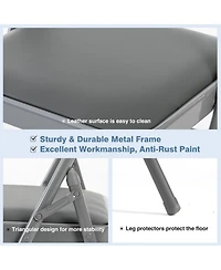 Yiortwo Leather Padded Folding Chair, Portable Indoor Outdoor Seating for Events