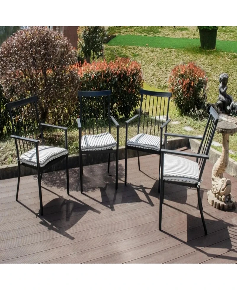 Yiortwo Set of 4 Patio Dining Chairs with Cushions, Stackable Wrought Iron Chairs