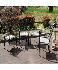 Yiortwo Set of 4 Patio Dining Chairs with Cushions, Stackable Wrought Iron Chairs