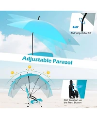Yiortwo Beach Chair with Umbrella UPF50+, Foldable Portable Outdoor Chair