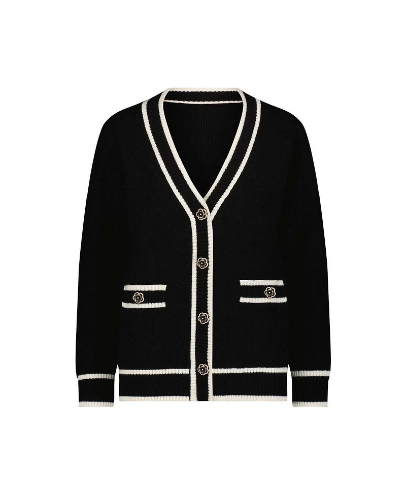 The Noli Shop Women's Devin Rose Contrast Cardigan Top