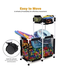 Yescom Double Tiers Pool Floats Storage Bin Rolling Toys Cart Extra Large 6 Wheels with Cover Replacement