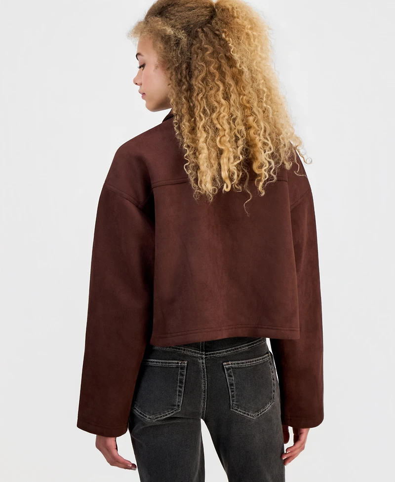Madden Girl Juniors' Faux-Suede Cropped Jacket