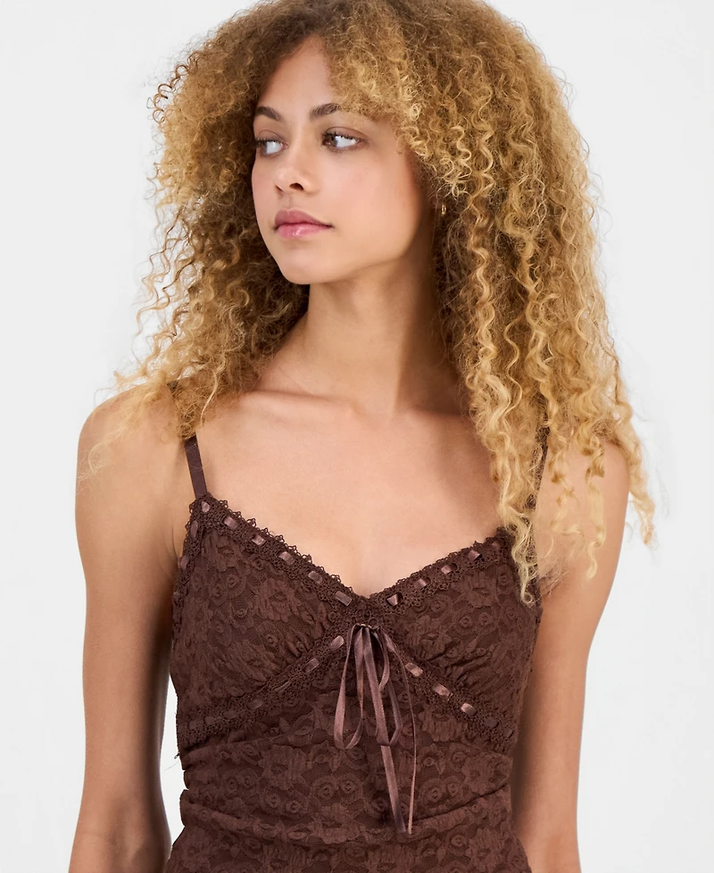 Madden Girl Juniors' Ribbon-Trim Lace Cami