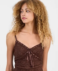 Madden Girl Juniors' Ribbon-Trim Lace Cami