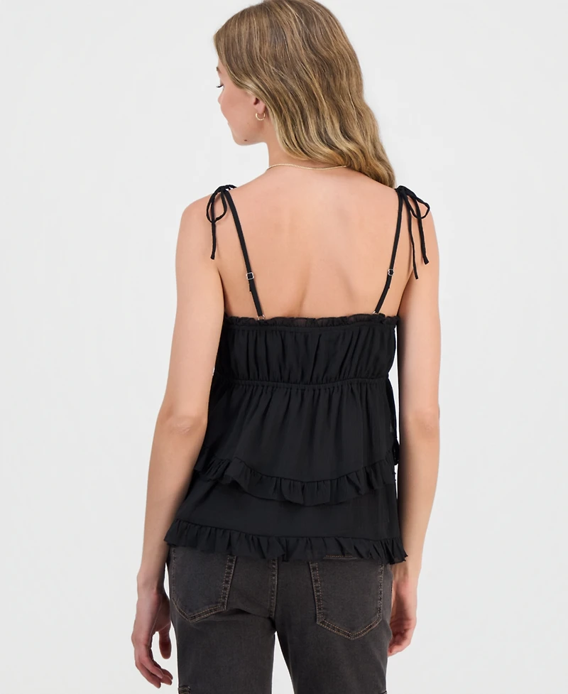 Madden Girl Juniors' Studded Tiered Babydoll Tank