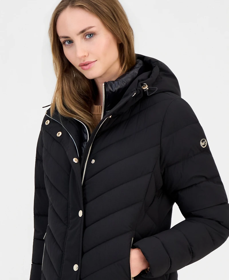 Michael Kors Women's Hooded Bibbed Packable Puffer Coat
