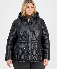 Michael Kors Plus Hooded Packable Puffer Coat