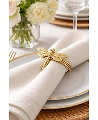 Dainty Home Dragonfly Napkin Rings Set of 4, Gold Metal Table Decor