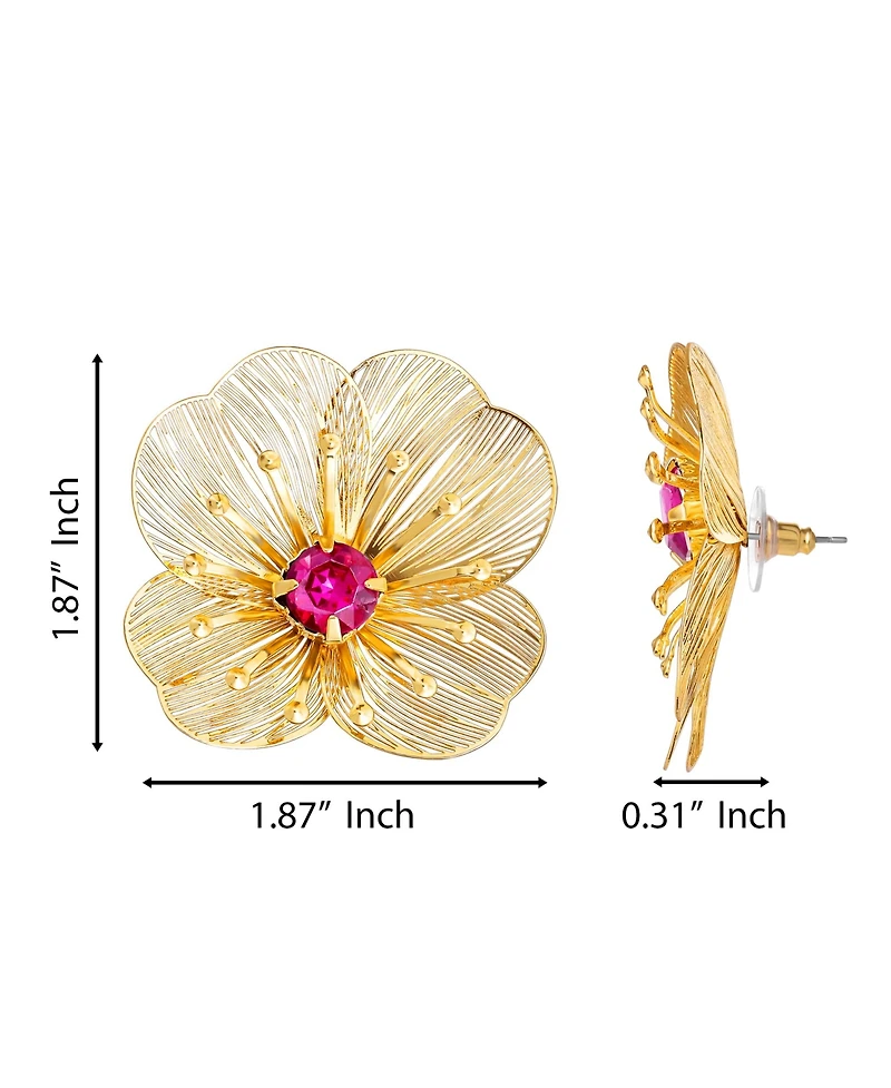 Jessica Simpson Filigree Flower Stud Earrings with Crystal Center