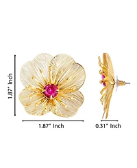 Jessica Simpson Filigree Flower Stud Earrings with Crystal Center